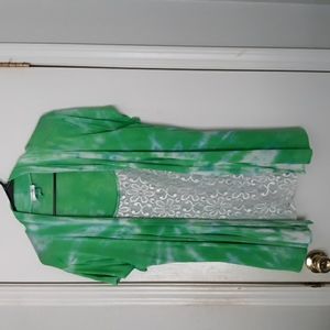 Lavish Faux-Layer Top Lace and Tie Dye Spring Blouse